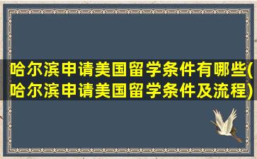 哈尔滨申请美国留学条件有哪些(哈尔滨申请美国留学条件及流程)