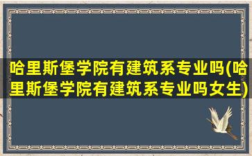 哈里斯堡学院有建筑系专业吗(哈里斯堡学院有建筑系专业吗女生)