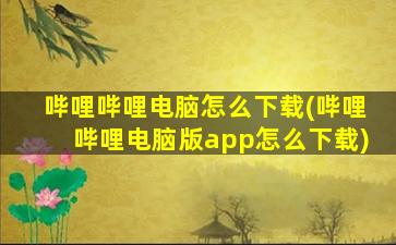 哔哩哔哩电脑怎么下载(哔哩哔哩电脑版app怎么下载)