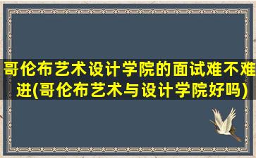 哥伦布艺术设计学院的面试难不难进(哥伦布艺术与设计学院好吗)