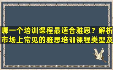 哪一个培训课程最适合雅思？解析市场上常见的雅思培训课程类型及特点