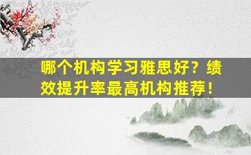 哪个机构学习雅思好？绩效提升率最高机构推荐！