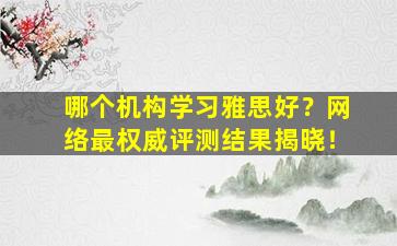 哪个机构学习雅思好？网络最权威评测结果揭晓！