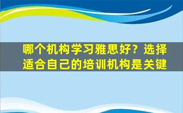 哪个机构学习雅思好？选择适合自己的培训机构是关键