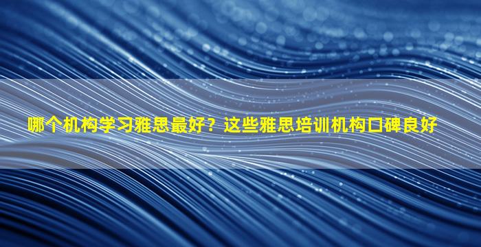 哪个机构学习雅思最好？这些雅思培训机构口碑良好