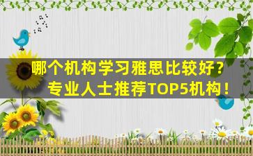 哪个机构学习雅思比较好？专业人士推荐TOP5机构！