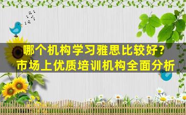 哪个机构学习雅思比较好？市场上优质培训机构全面分析