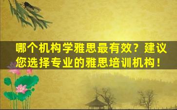 哪个机构学雅思最有效？建议您选择专业的雅思培训机构！