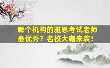 哪个机构的雅思考试老师最优秀？名校大咖来袭！