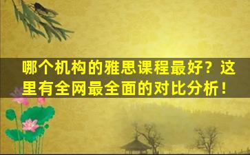 哪个机构的雅思课程最好？这里有全网最全面的对比分析！