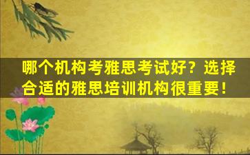 哪个机构考雅思考试好？选择合适的雅思培训机构很重要！