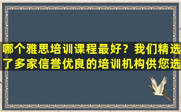 哪个雅思培训课程最好？我们精选了多家信誉优良的培训机构供您选择！