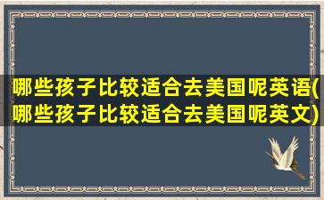 哪些孩子比较适合去美国呢英语(哪些孩子比较适合去美国呢英文)