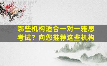 哪些机构适合一对一雅思考试？向您推荐这些机构