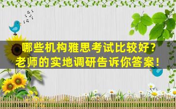 哪些机构雅思考试比较好？老师的实地调研告诉你答案！