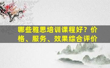 哪些雅思培训课程好？价格、服务、效果综合评价