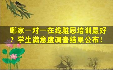 哪家一对一在线雅思培训最好？学生满意度调查结果公布！