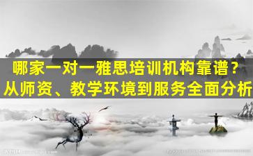 哪家一对一雅思培训机构靠谱？从师资、教学环境到服务全面分析