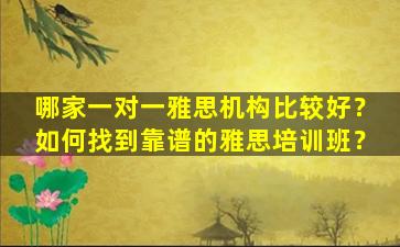 哪家一对一雅思机构比较好？如何找到靠谱的雅思培训班？