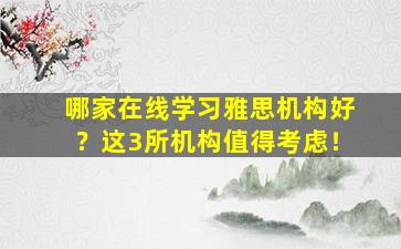 哪家在线学习雅思机构好？这3所机构值得考虑！