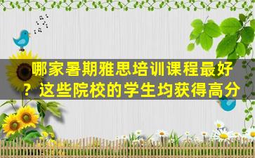 哪家暑期雅思培训课程最好？这些院校的学生均获得高分