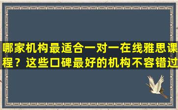 哪家机构最适合一对一在线雅思课程？这些口碑最好的机构不容错过！