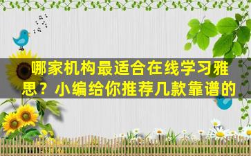 哪家机构最适合在线学习雅思？小编给你推荐几款靠谱的