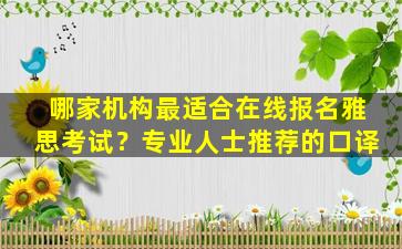 哪家机构最适合在线报名雅思考试？专业人士推荐的口译