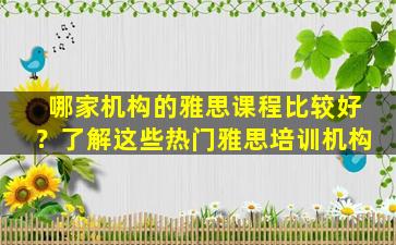 哪家机构的雅思课程比较好？了解这些热门雅思培训机构