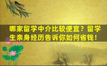 哪家留学中介比较便宜？留学生亲身经历告诉你如何省钱！