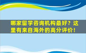 哪家留学咨询机构最好？这里有来自海外的高分评价！