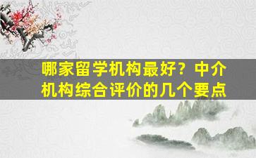 哪家留学机构最好？中介机构综合评价的几个要点