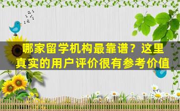 哪家留学机构最靠谱？这里真实的用户评价很有参考价值