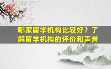 哪家留学机构比较好？了解留学机构的评价和声誉