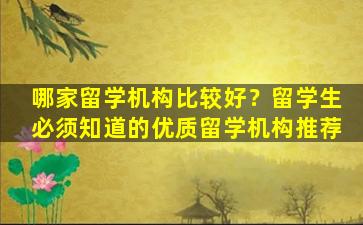 哪家留学机构比较好？留学生必须知道的优质留学机构推荐