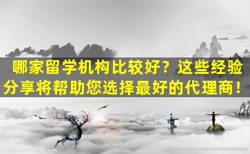 哪家留学机构比较好？这些经验分享将帮助您选择最好的代理商！