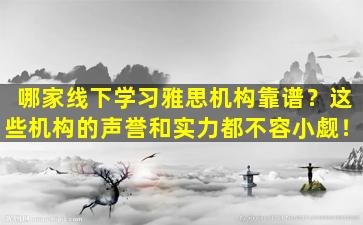 哪家线下学习雅思机构靠谱？这些机构的声誉和实力都不容小觑！