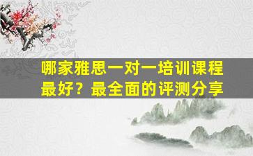 哪家雅思一对一培训课程最好？最全面的评测分享