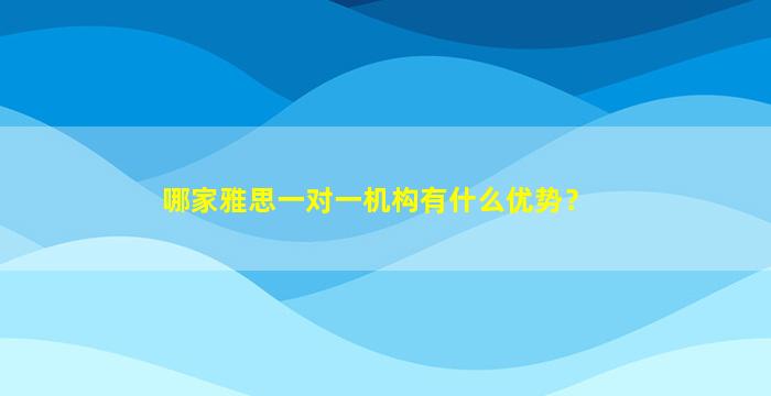 哪家雅思一对一机构有什么优势？