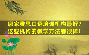 哪家雅思口语培训机构最好？这些机构的教学方法都很棒！