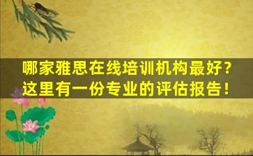 哪家雅思在线培训机构最好？这里有一份专业的评估报告！