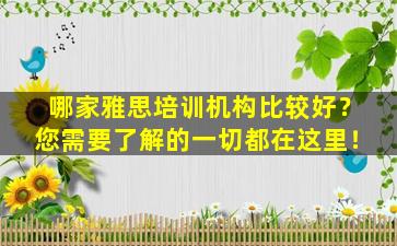 哪家雅思培训机构比较好？您需要了解的一切都在这里！