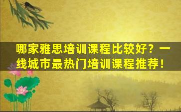 哪家雅思培训课程比较好？一线城市最热门培训课程推荐！