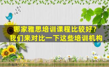 哪家雅思培训课程比较好？我们来对比一下这些培训机构