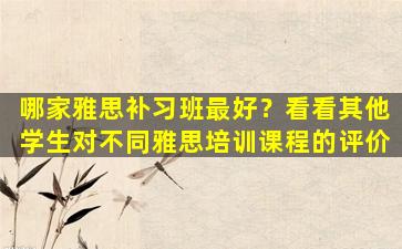 哪家雅思补习班最好？看看其他学生对不同雅思培训课程的评价