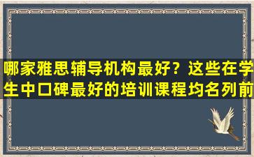 哪家雅思辅导机构最好？这些在学生中口碑最好的培训课程均名列前茅