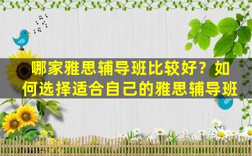 哪家雅思辅导班比较好？如何选择适合自己的雅思辅导班