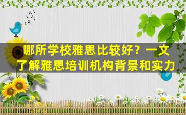 哪所学校雅思比较好？一文了解雅思培训机构背景和实力