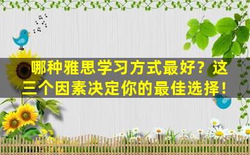 哪种雅思学习方式最好？这三个因素决定你的最佳选择！