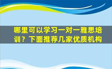 哪里可以学习一对一雅思培训？下面推荐几家优质机构